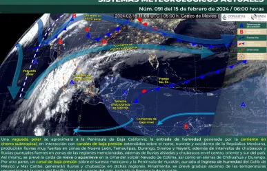 Clima 15 de febrero: Tarde templada a cálida, más lluvias a lo largo de México