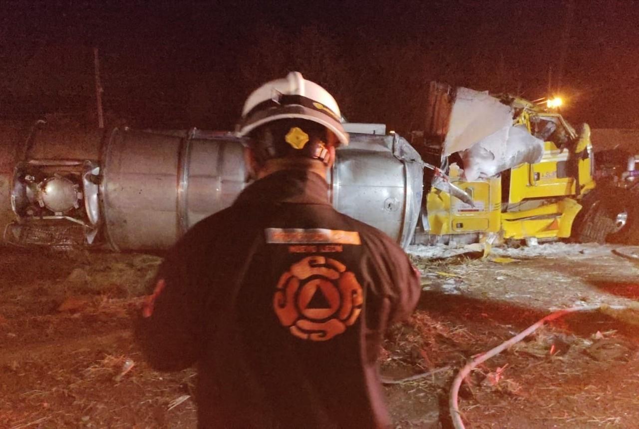 El hecho ocurrió específicamente en el kilómetro 237 de la circulación Santiago Allende. Foto: Protección Civil de Nuevo León.