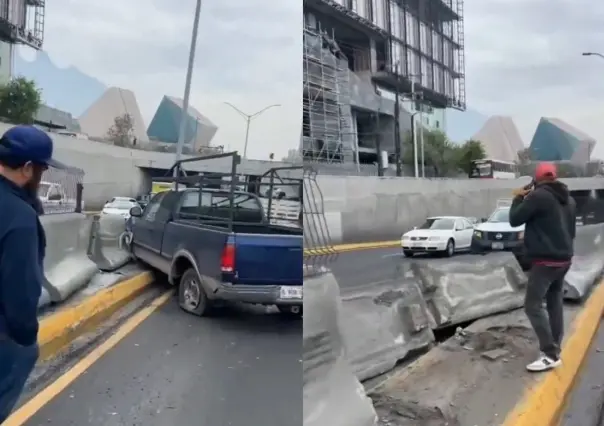 Choque bloquea carriles de alta velocidad en avenida Eugenio Garza Sada (VIDEO)