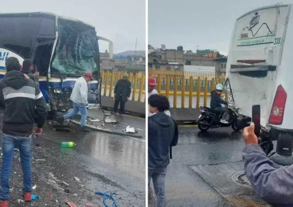 Encontronazo entre dos autobuses en la México-Puebla, deja lesionados (VIDEO)