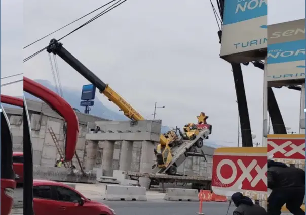 Cae viga de obras de mega puente por mala maniobra de grúa en Santa Catarina