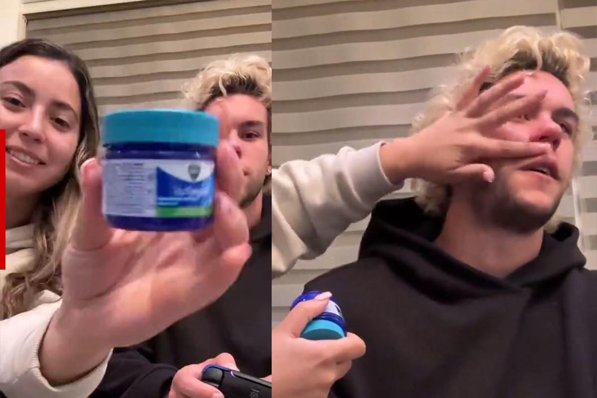 Novia de Cade Cowell lo sorprende con remedio de Vick Vaporub. Foto. Capturas de Imagen