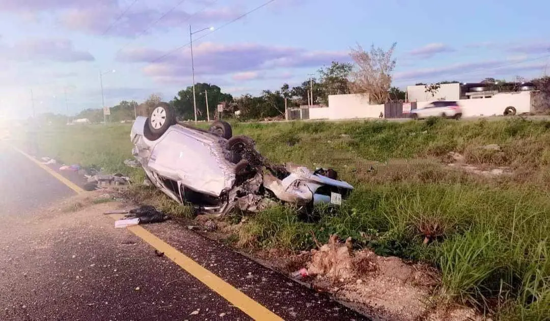 Accidente en la carretera Mérida-Progreso. Foto: Redes sociales