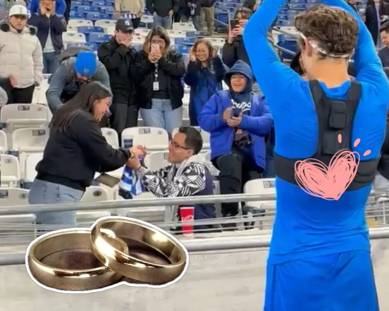 Amor en el estadio: Piden matrimonio con ayuda de Jordi Cortizo. Foto: Especial