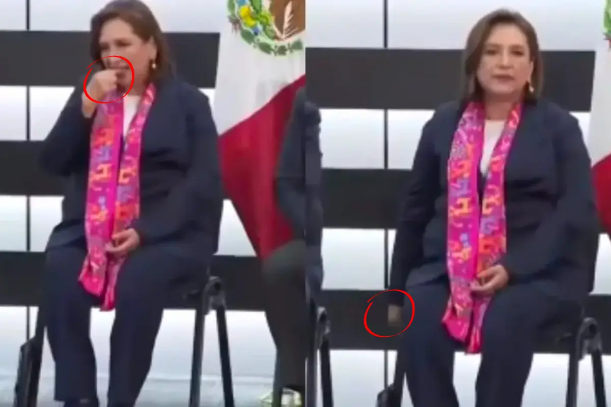 ¿Xóchitl Gálvez se sacó de la boca un chicle y lo pegó en una silla del INE?. Foto: Captura de pantalla