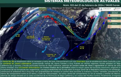 Frente frío #36: Mañana y noche fría a muy frías, más tardes cálidas en México