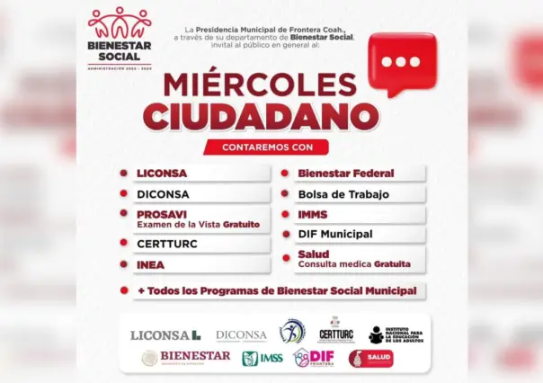 Arranca Miércoles Ciudadano en Frontera con atención y servicios ciudadanos 