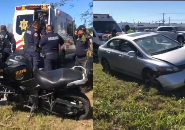 Conductor despistado atropella a policía motorizado de la SSP