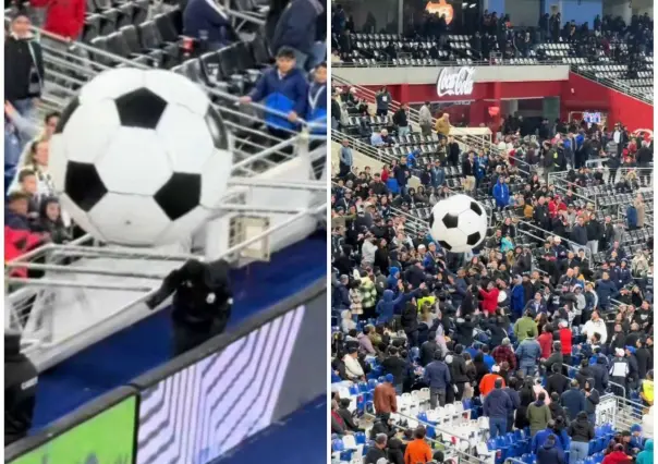 Balón golpea a elemento de Fuerza Civil en el BBVA... ¡tenía que ser el chavo!