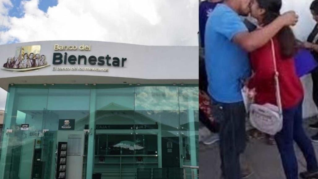 Hombre pide matrimonio en fila del Banco ¡Amor del Bienestar!