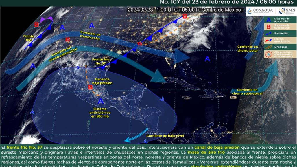 A pesar del frente frío #37, tardes cálidas a calurosas a lo largo de México