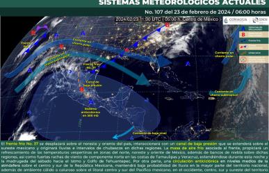 A pesar del frente frío #37, tardes cálidas a calurosas a lo largo de México