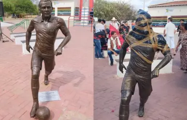 Continúan vandalizando la estatua de Dani Alves; exigen que sea retirada