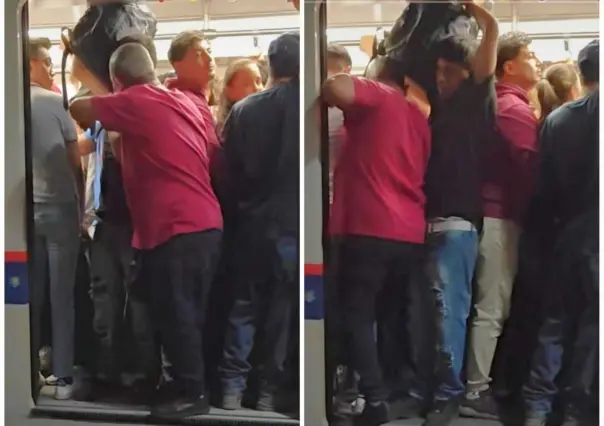 ¡Todavía cabe! Graban desesperación de hombre por subir al metro en NL (VIDEO)