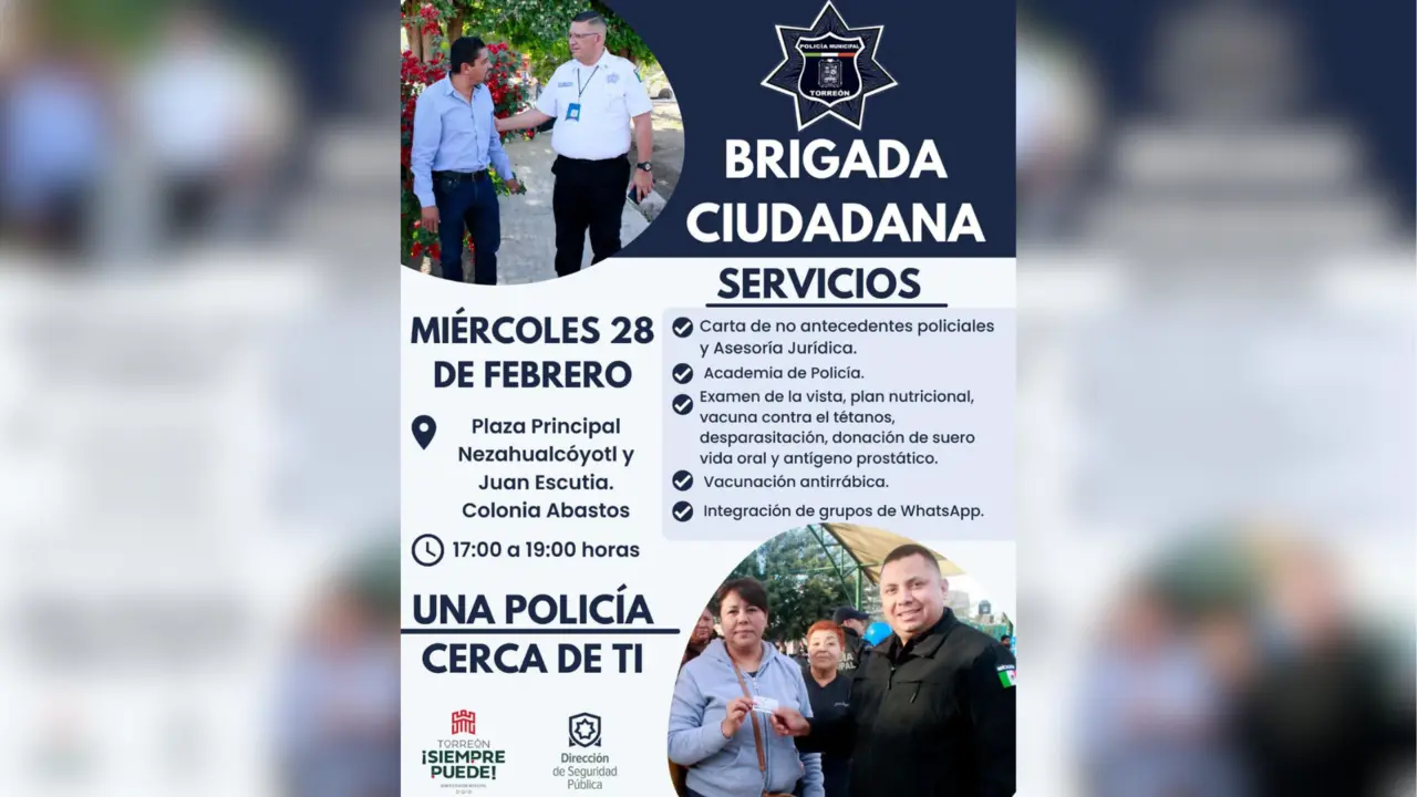 La Brigada Ciudadana se llevará a cabo este miércoles 28 de febrero y comenzará en punto de las 17:00 horas y permanecerá activa hasta las 19:horas / Foto: Gobierno Municipal de Torreón