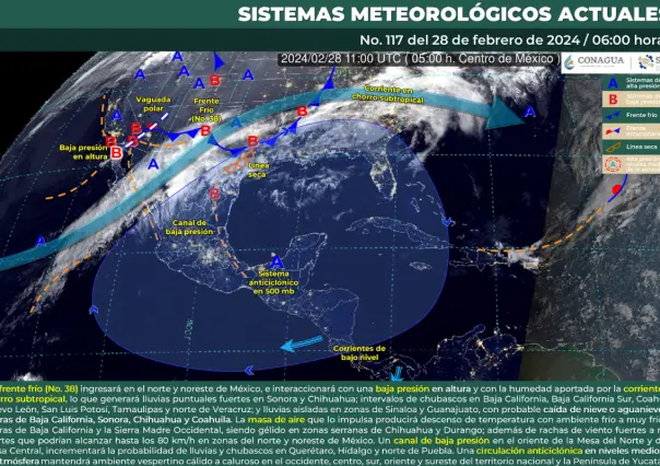 México: frente frío 38 da lluvias, nieve y viento intenso; siguen tardes cálidas