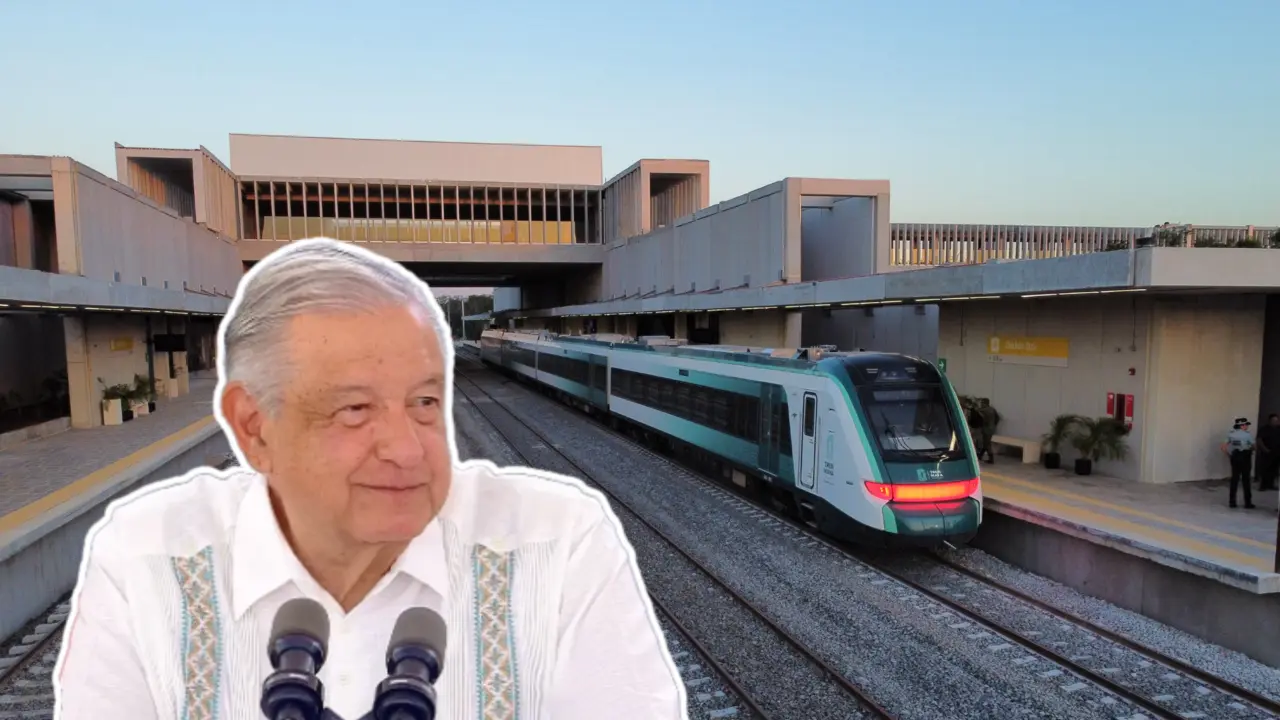 López Obrador defiende el Tren Maya y denuncia intereses oscuros. Foto: Especial