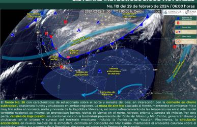 Frente frío #38 sigue: lluvias al norte, noreste y sur de México, más vientos