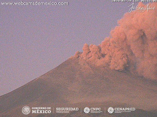 Popocatépetl en Amarillo Fase 2 ¿Habrá ceniza en la Ciudad de México?. Foto: @webcamsdemexico