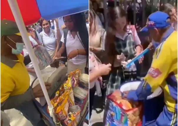 Estudiantes juntan dinero y compran todo a vendedores ambulantes (VIDEO)