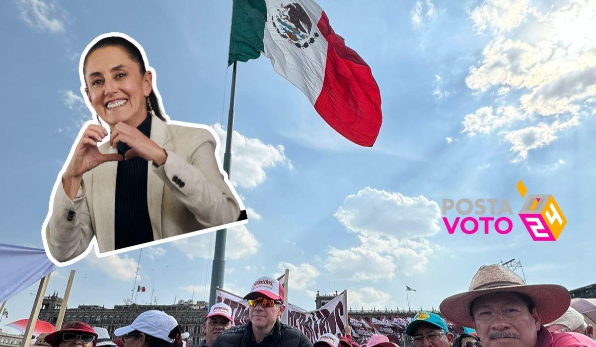 El Zócalo de la CDMX luce abarrotada por los simpatizantes de la candidata presidencial Foto: Especial