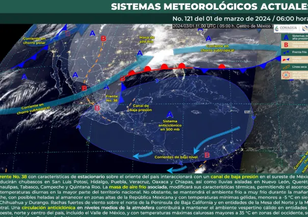 Clima mixto en México: Frente frío #38, lluvias y contrastes térmicos en el país