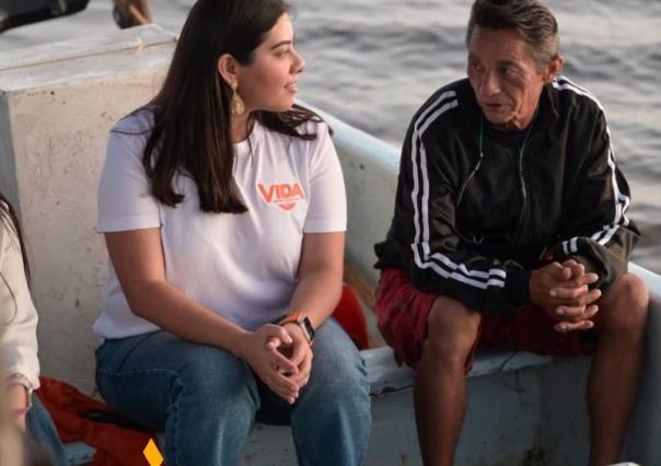 Vida Gómez comienza su campaña con pescadores de Dzilam de Bravo