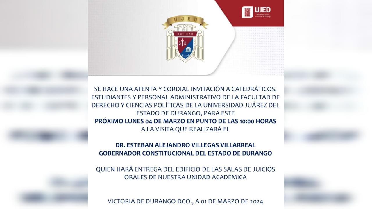 Visitará Gobernador de Durango la UJED por primera vez en su mandato