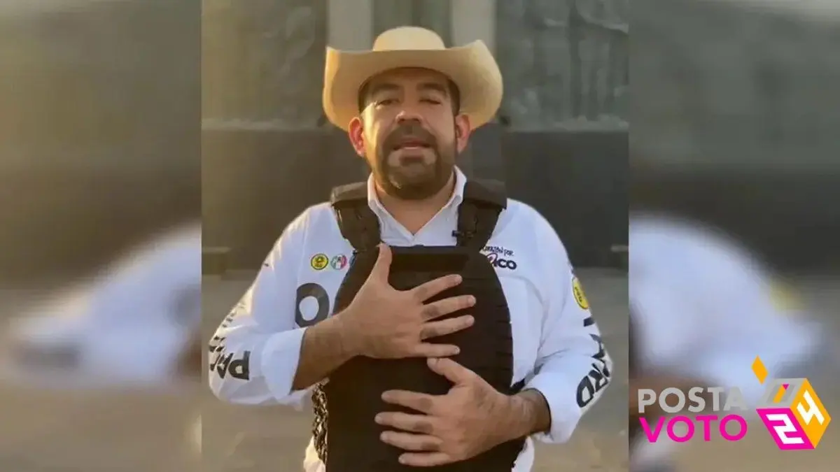 Francisco Javier Huacus Esquivel, candidato a diputado federal por el distrito de Apatzingán en Michoacán, anunció su decisión de realizar su campaña en la zona de Tierra Caliente con chaleco antibalas.Foto; Especial