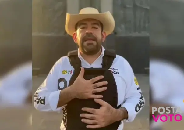 Inicia campaña candidato a diputado con chaleco antibalas en Michoacán
