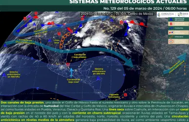 Ambientes mixtos en México: Lluvias en el norte y sur; más calor extendido