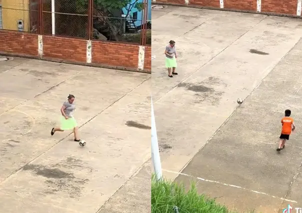 Abuela juega futbol con su nieto y conmueve las redes sociales (VIDEO)