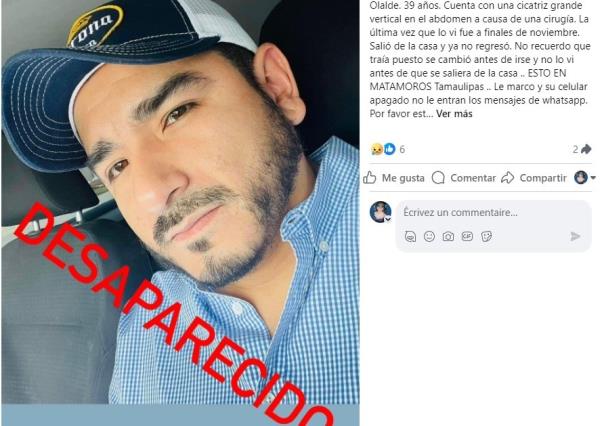 Busca a su hermano desaparecido desde noviembre en Matamoros