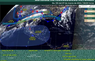 Frente frío #39: Vientos fuertes, lluvias y posibles tornados al norte de México