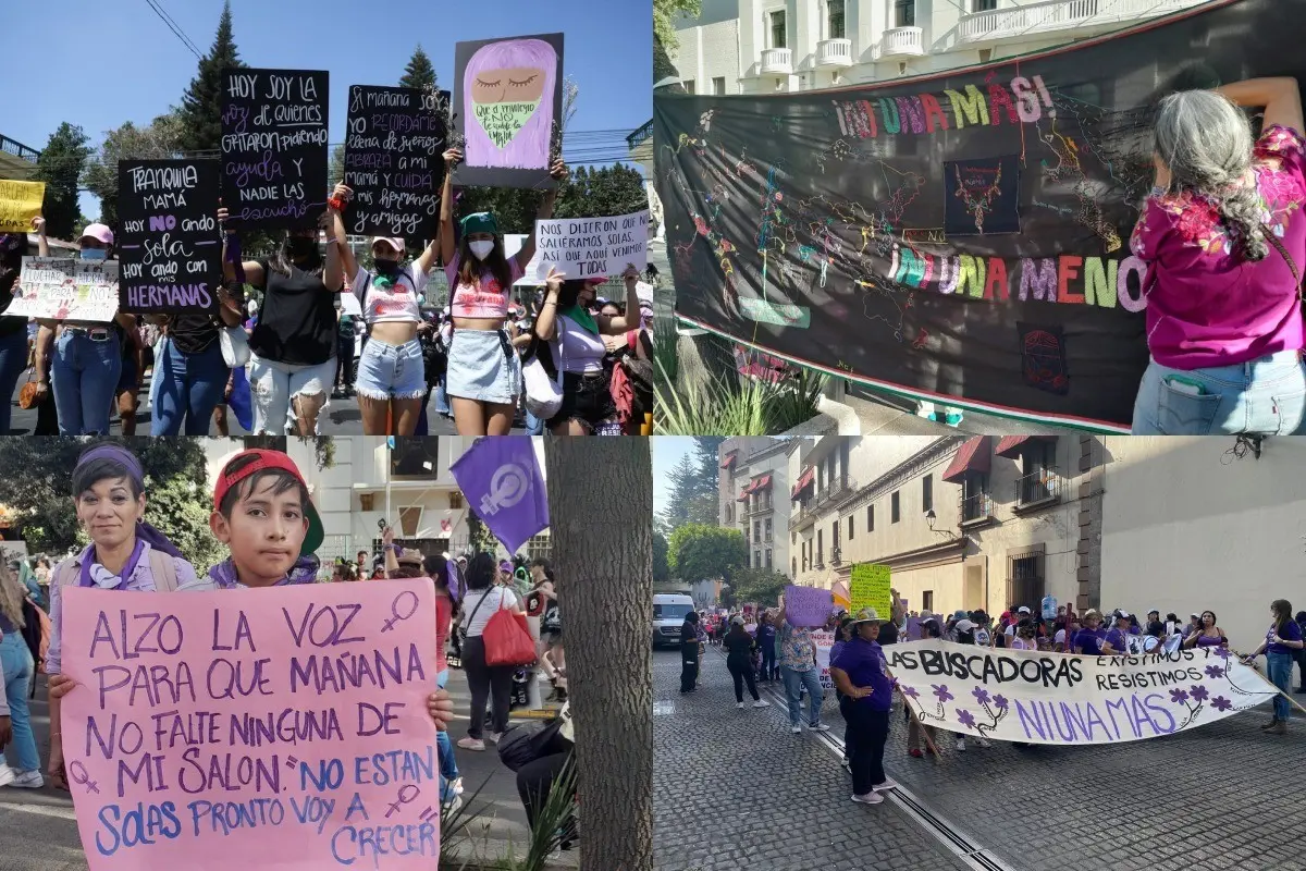 Carteles y pancartas en la marcha del 8M Foto: Especial