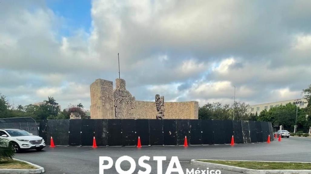 Yucatán: Monumento a la Patria es protegido contra ataques por marcha del 8M