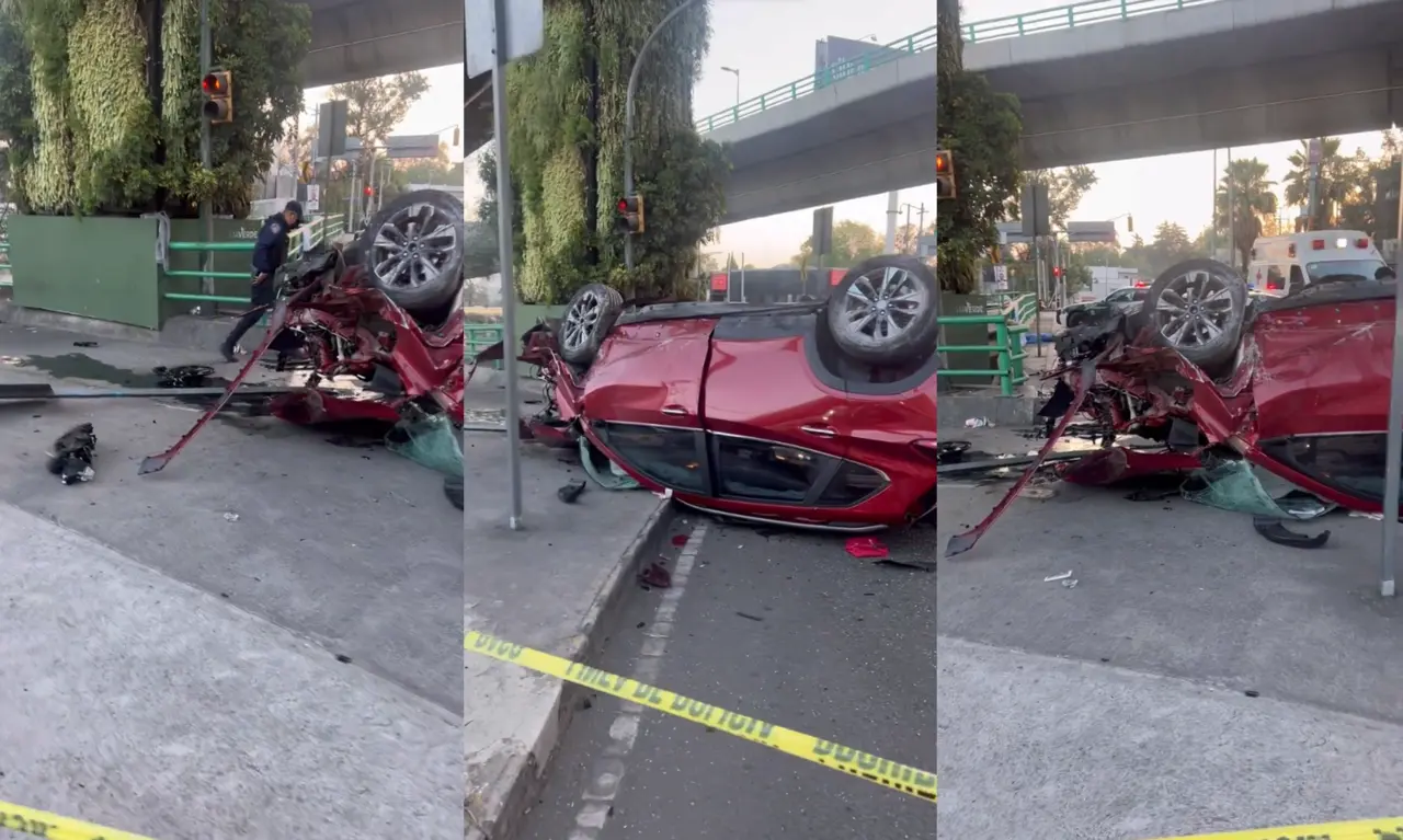 Volcadura de auto en colonia Atlamaya, deja dos personas sin vida. Foto: Especial