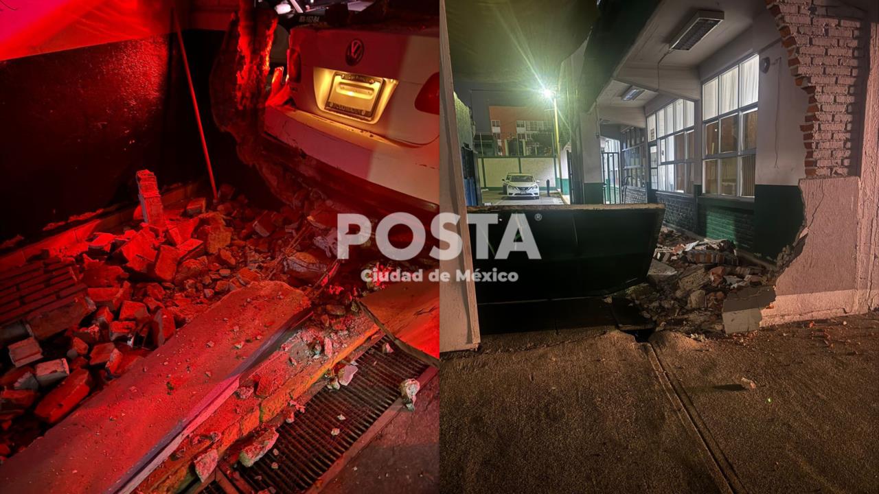 Automovilista se estrella contra entrada de escuela en la alcaldía Benito Juárez