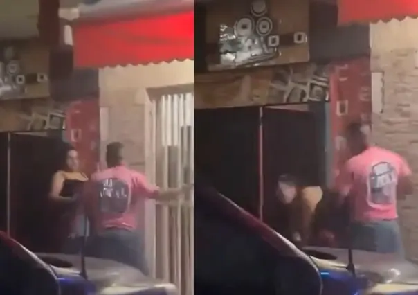 Policía da cachetadón a su esposa y la derriba (VIDEO)