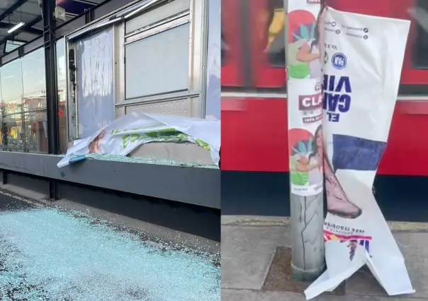 Vandalizan propaganda de Sheinbaum y Taboada en parada de Metrobús Línea 5