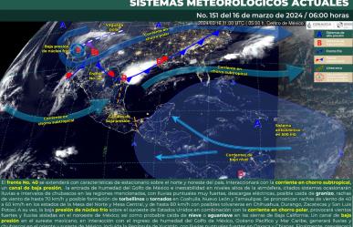 Frente frio 40 se extiende en el norte; persisten lluvias fuertes en México