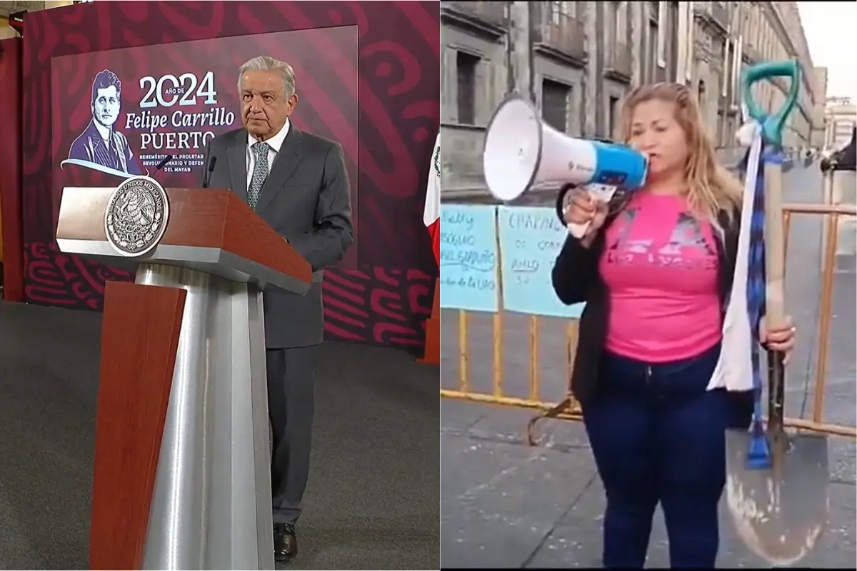 AMLO deja sin respuesta a madre buscadora que fue a Palacio Nacional.     Foto: Especial