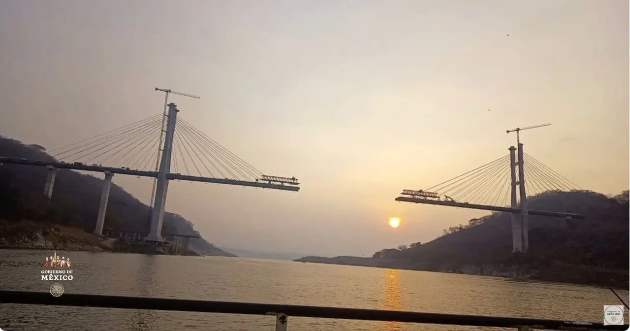 López Obrador asegura entrega de obras de infraestructura previo a sucesión. Foto: @lopezobrador. Puente atirantado “La Concordia”, Chiapas