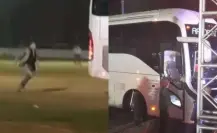 Corre vocalista de La Arrolladora Banda El Limón para alcanzar el autobús