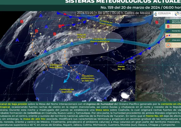 Adiós al frente frío 40 en México: alerta de torbellinos en el norte y lluvias