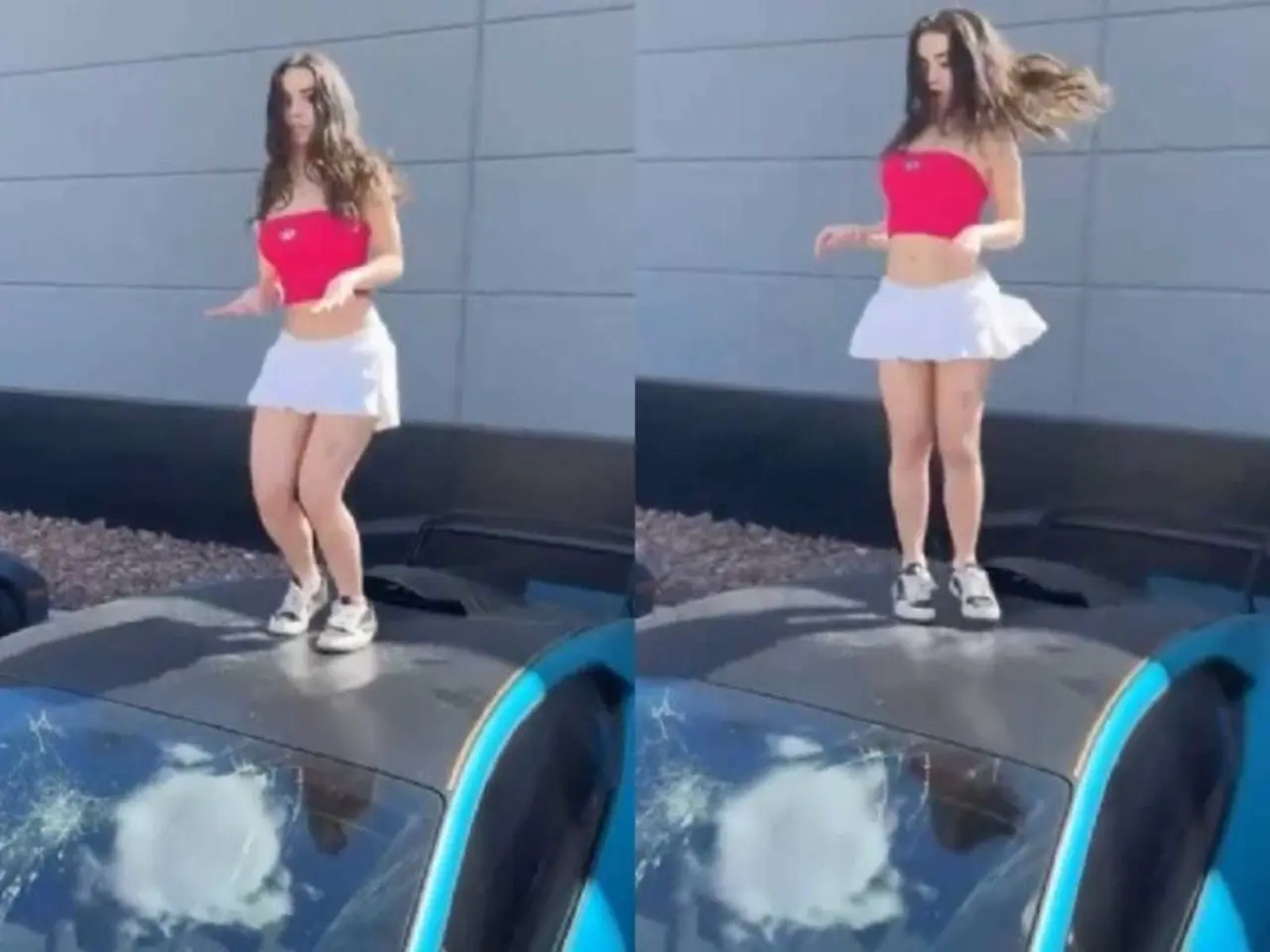 Influencer baila sobre lamborghini y lo destroza (VIDEO)