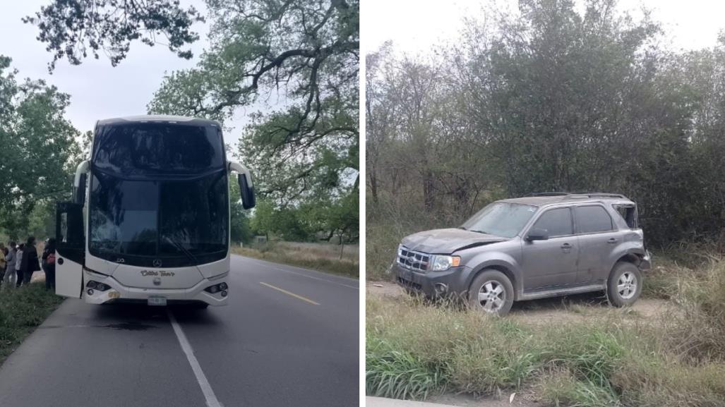 Accidente entre autobús y camioneta arroja como saldo personas lesionadas