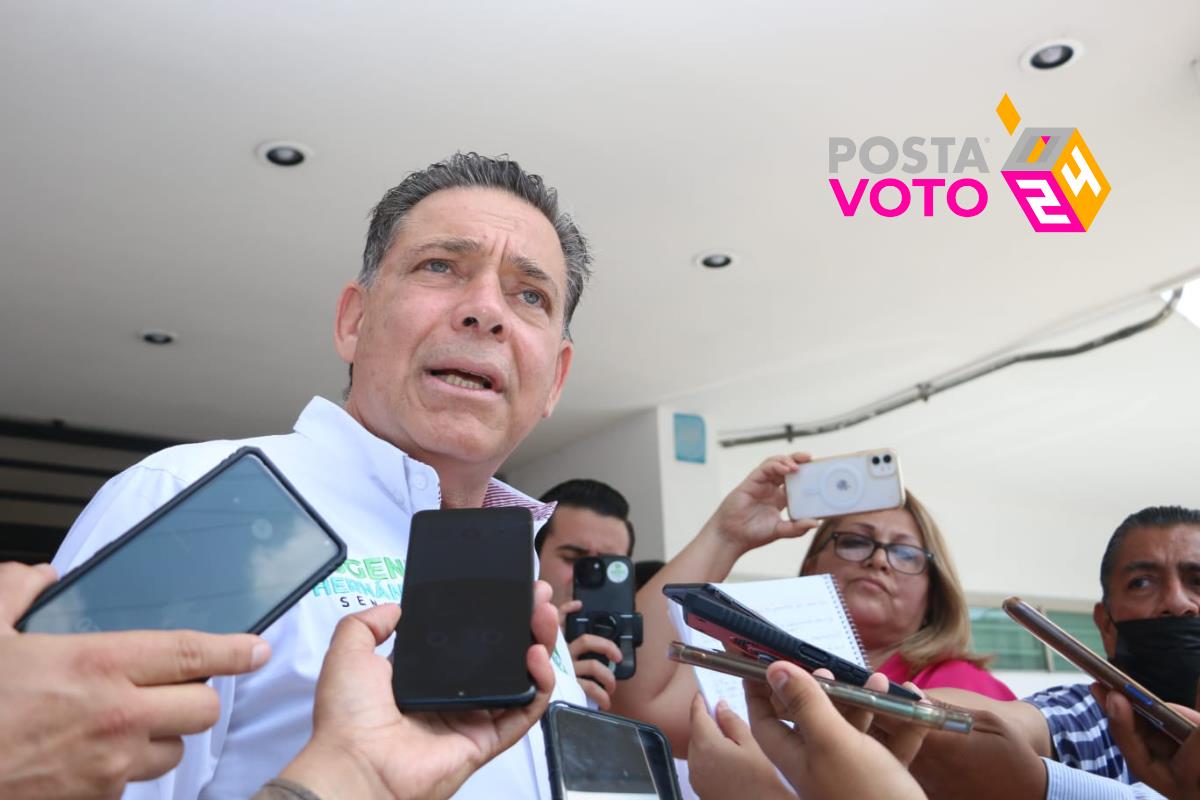 Eugenio Hernández Flores, candidato al Senado de la República por el Partido Verde Ecologista de México. Foto: Carlos García.