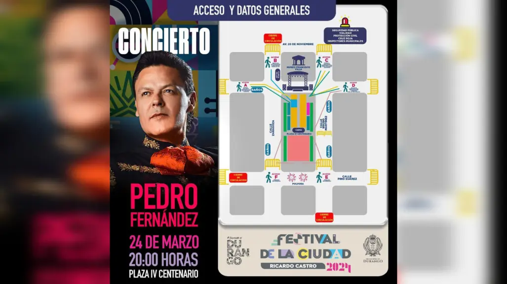 Cierre de calles por concierto de Pedro Fernández ¡Toma tus precauciones!