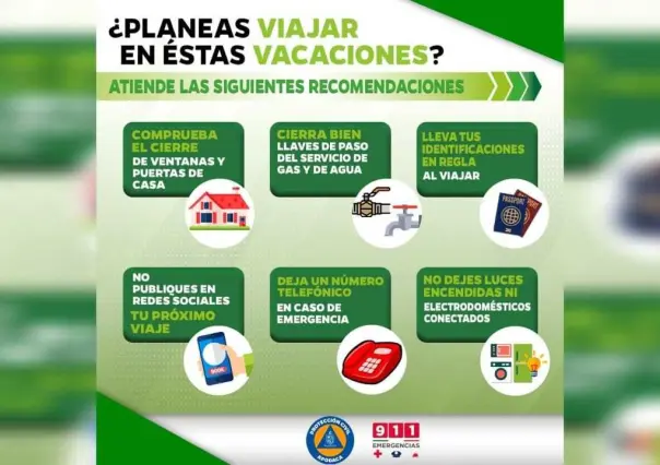 Emite Gobierno de Apodaca recomendaciones de seguridad por vacaciones